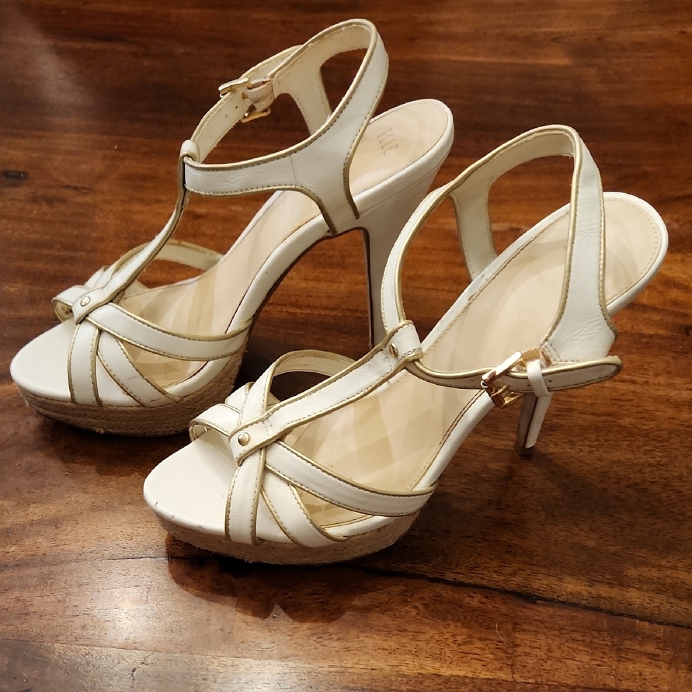 Elle Women's Cream Strappy Heels